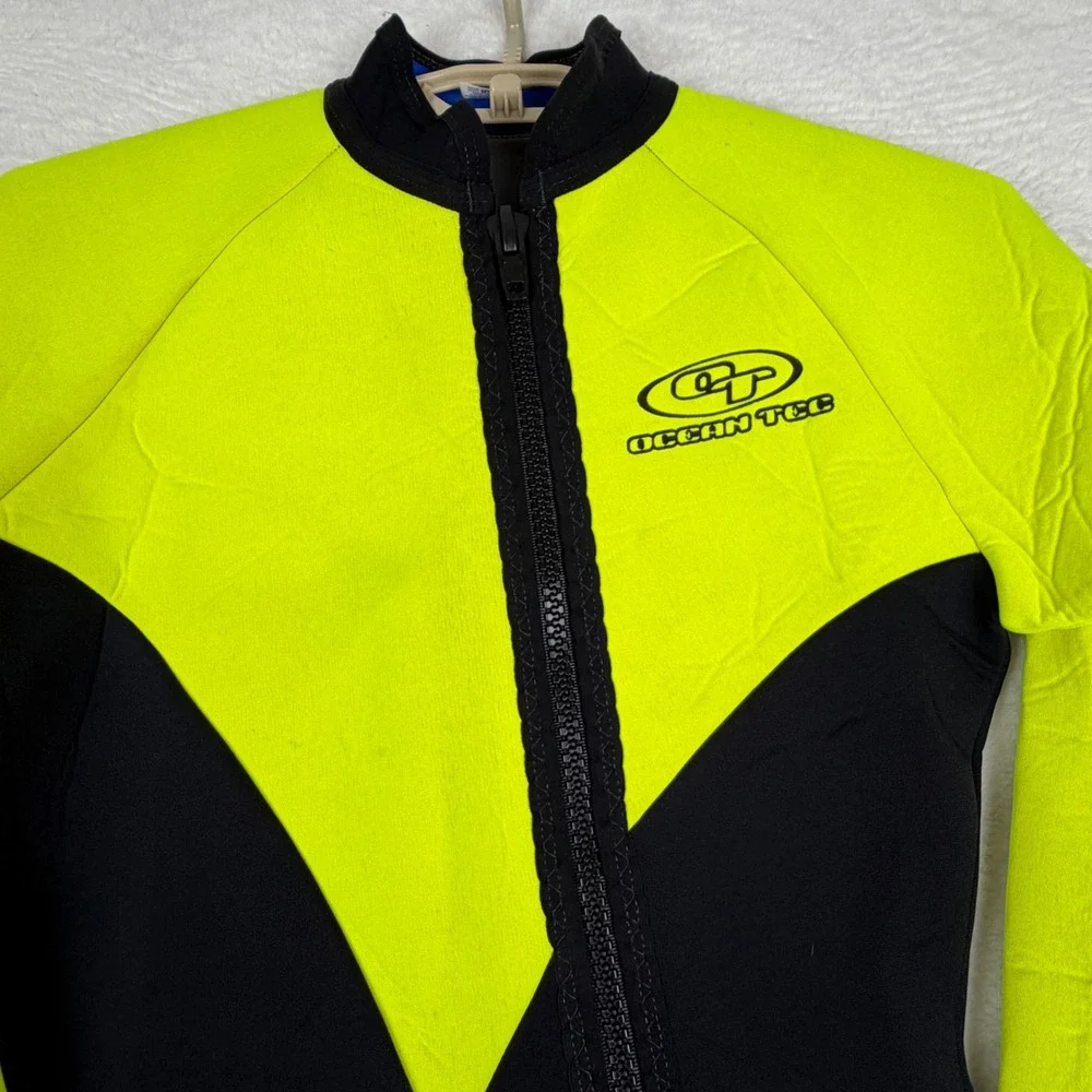 Ocean Tec Wetsuit Mens Medium (M) Neon Yellow Black 3/3 Spring Suit Vintage USA
